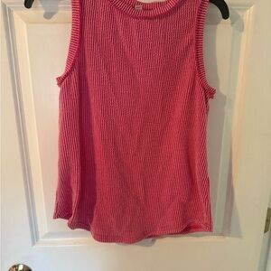 SHEIN Vibrant Pink Ribbed Tank Top